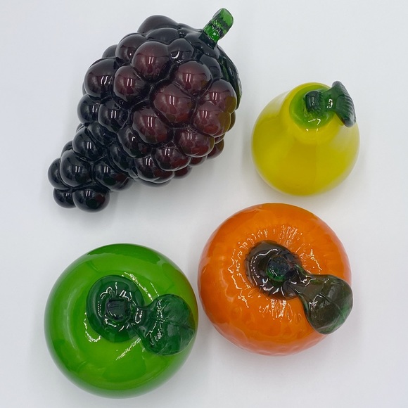 Vintage Glass Fruits Murano Style Hand
Blown Grapes Orange Apple Pear - Picture 2 of 16